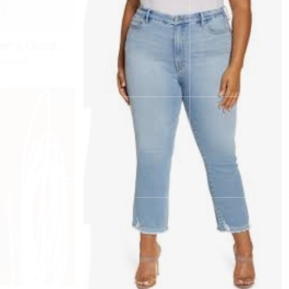 GOOD AMERICAN good curve straight split pocket fray hem jeans
